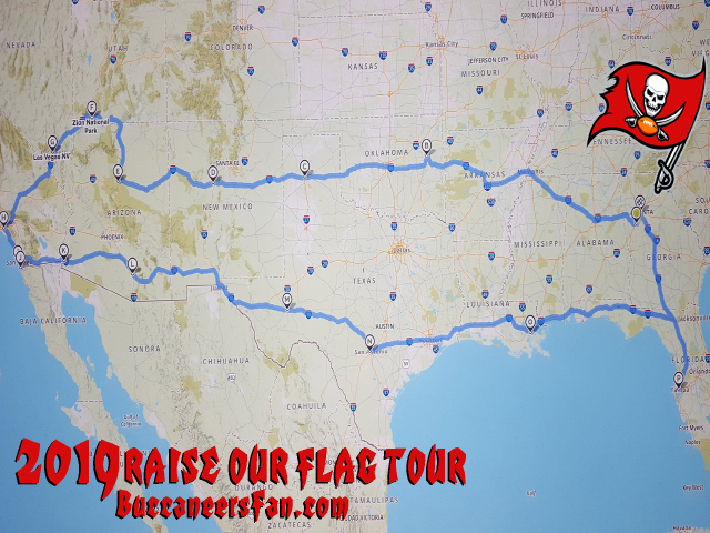 BuccaneersFan.com heads across America, Coast-to-Coast to raise the Buccaneers Flag